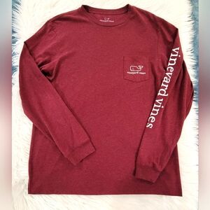 Vineyard Vines Whale Graphic Pocket Tee Long Sleeve Mens/Unisex Med Red Wine